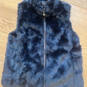 J. Crew Plush Faux Fur Vest in Deep Blue